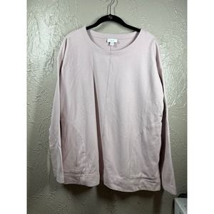 Pure Jill J.Jill Dusty Rose Long‎ Sleeve Crew Neck Pockets Short Top Size Medium